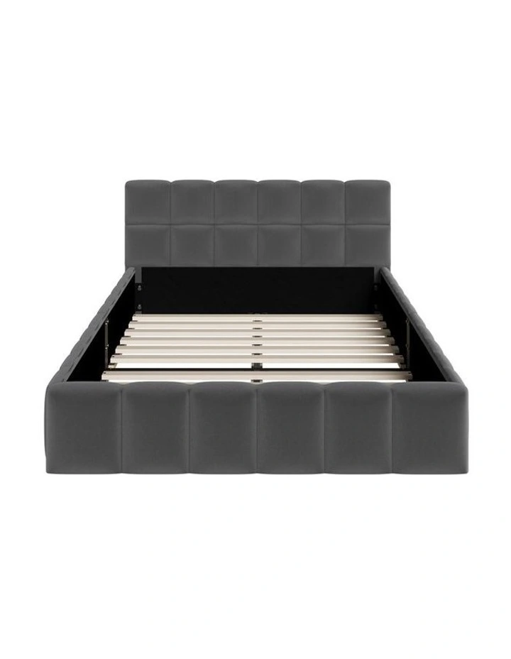 Oikiture Bed Frame King Single Size Tufted Headboard Grey Velvet image 2