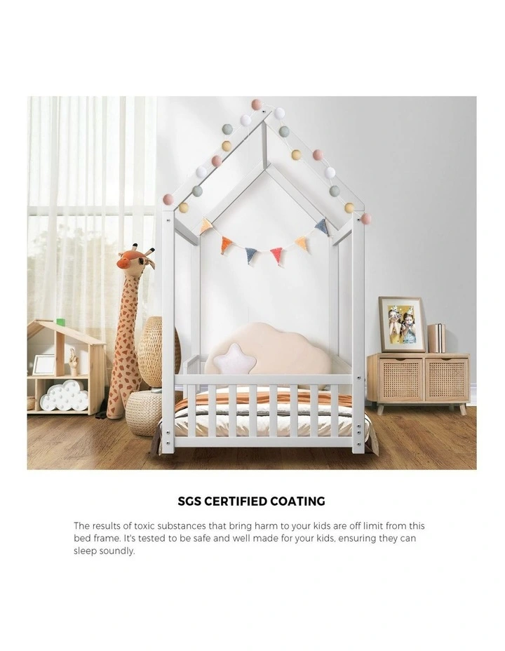 Oikiture Bed Frame Kids Wooden Single Timber House Frame image 6