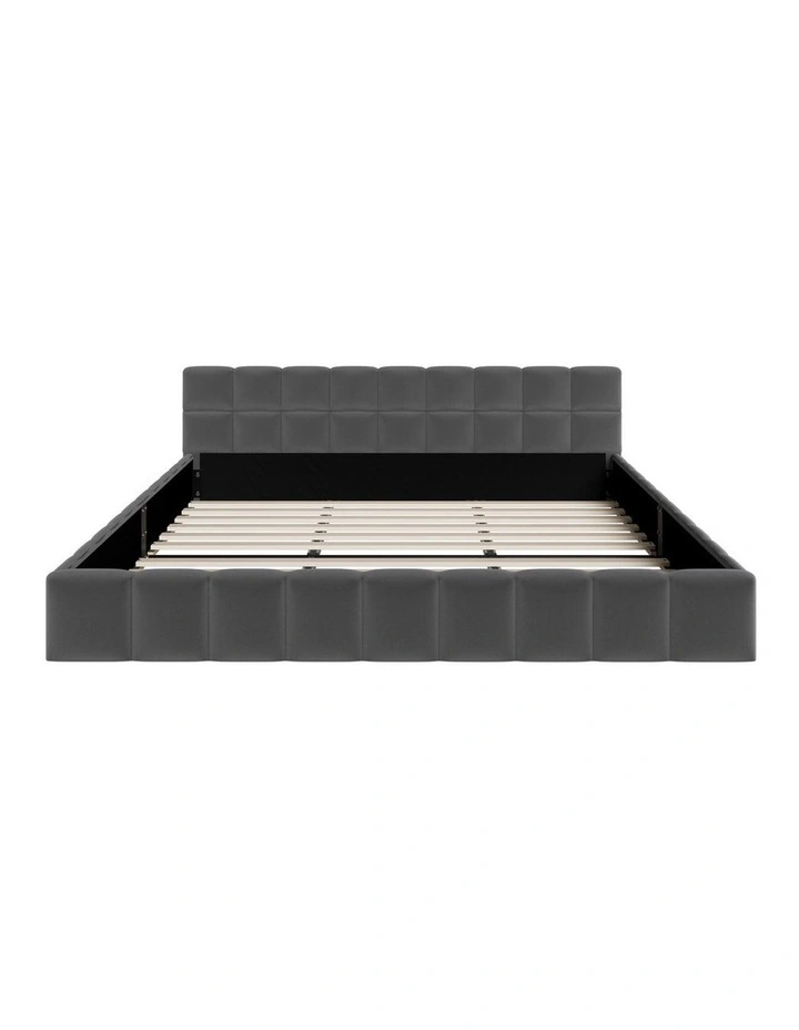 Oikiture Bed Frame King Size Tufted Headboard Grey Velvet image 2