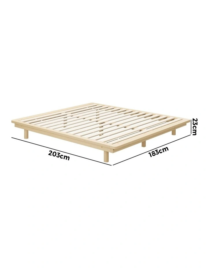 Oikiture Bed Frame King Size Wooden Bed Base Timber Floating Beds image 3
