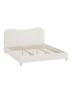 Oikiture Bed Frame King Size White Boucle Cloud Shape