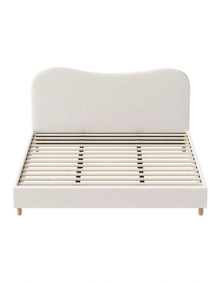 Oikiture Bed Frame King Size White Boucle Cloud Shape image 2
