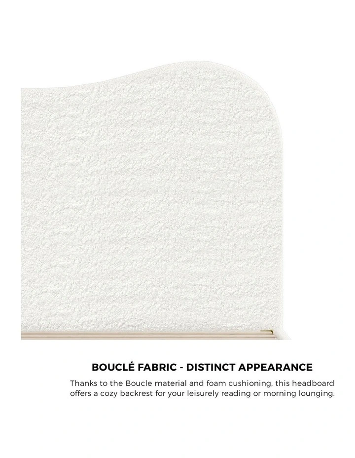 Oikiture Bed Frame King Size White Boucle Cloud Shape image 6