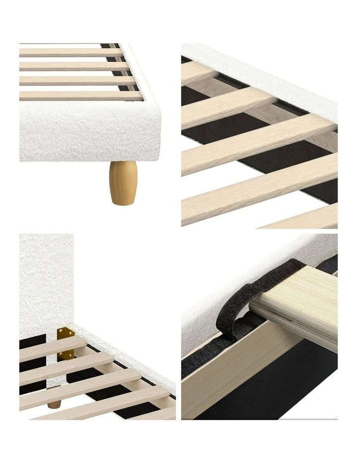 Oikiture Bed Frame King Size White Boucle Cloud Shape image 7