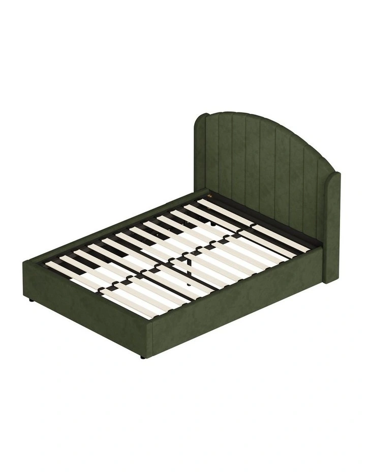 Oikiture Bed Frame Double Size With Gas Lift Storage USB Charging Velvet image 2