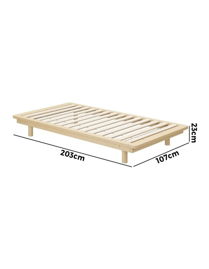 Oikiture Bed Frame King Single Size Wooden Bed Base Timber Floating Beds image 3
