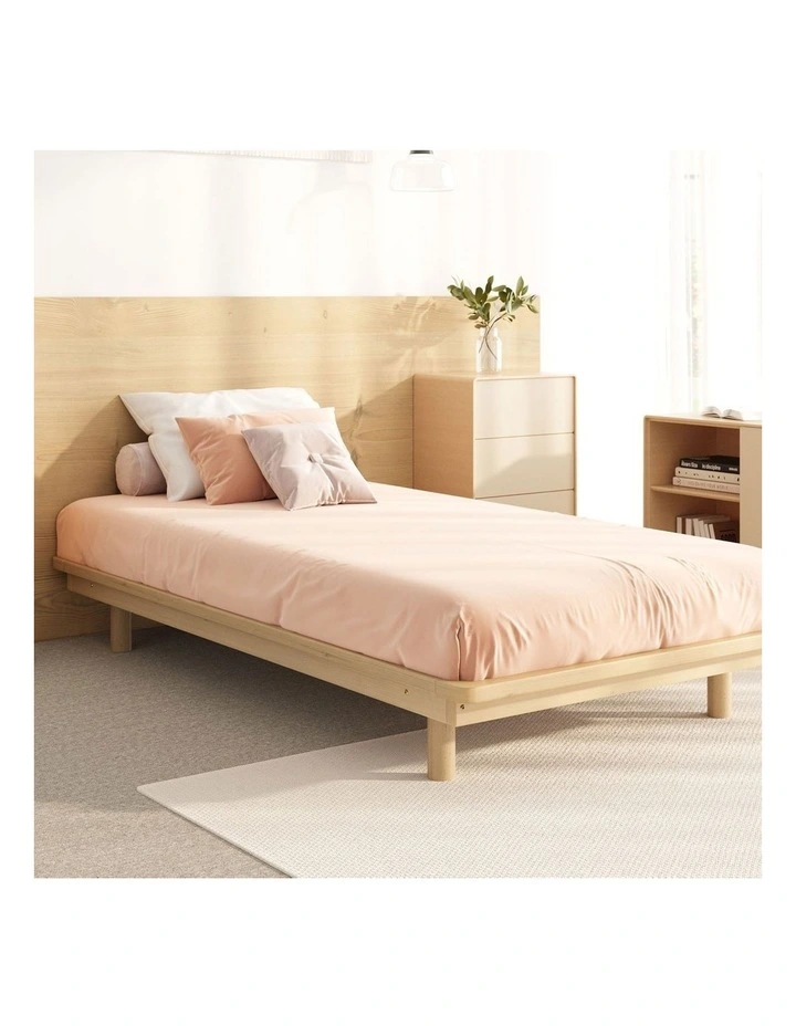 Oikiture Bed Frame King Single Size Wooden Bed Base Timber Floating Beds image 4