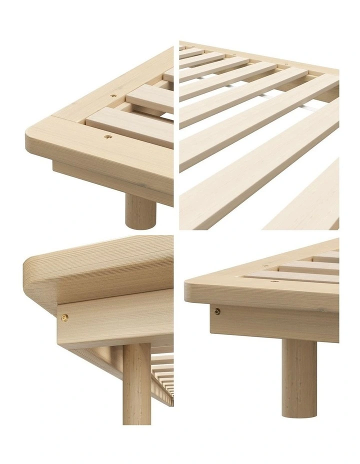 Oikiture Bed Frame King Single Size Wooden Bed Base Timber Floating Beds image 6