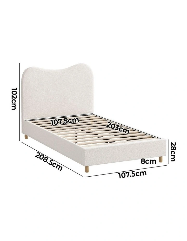 Oikiture Bed Frame King Single Size White Boucle Cloud Shape image 3