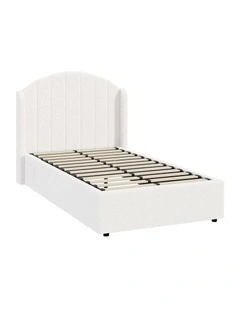Oikiture Bed Frame King Single Size With Gas Lift Storage USB Charging Boucle