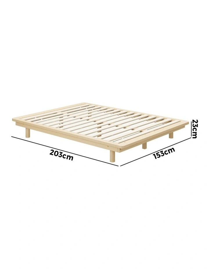 Oikiture Bed Frame Queen Size Wooden Timber Bed Base Floating Beds image 3