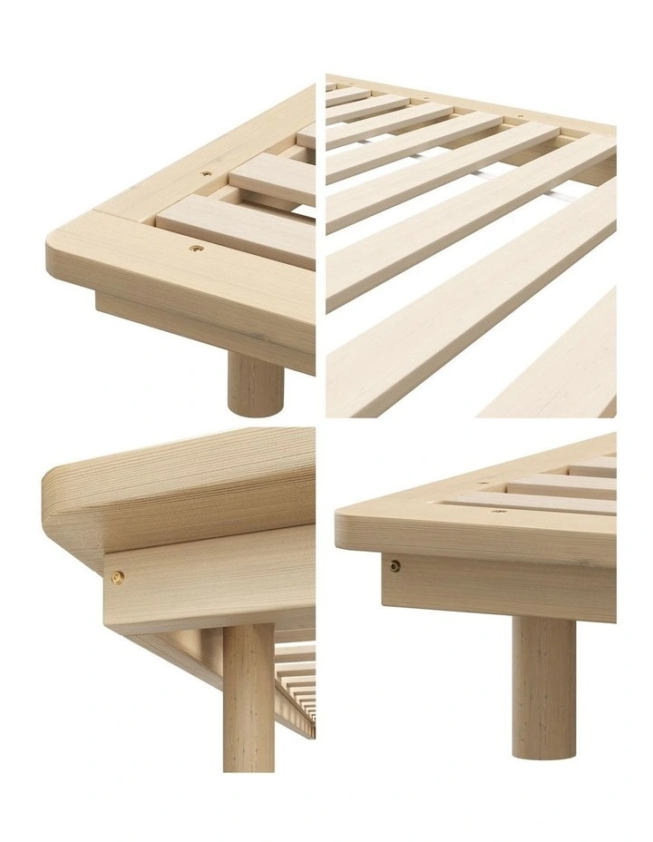 Oikiture Bed Frame Queen Size Wooden Timber Bed Base Floating Beds image 6