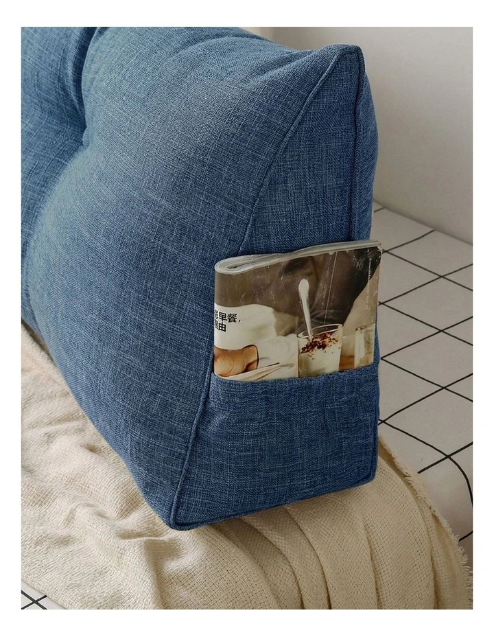 SOGA 2X 150cm Blue Triangular Wedge Bed Pillow Headboard Backrest Bedside Tatami Cushion Home Dcor image 3