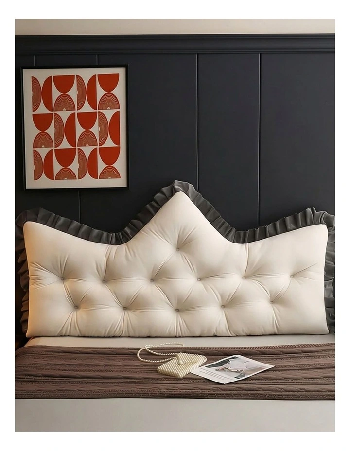 SOGA 2x 150cm Crown Pillow Tufted Cream Headboard Cushion for Bed image 4