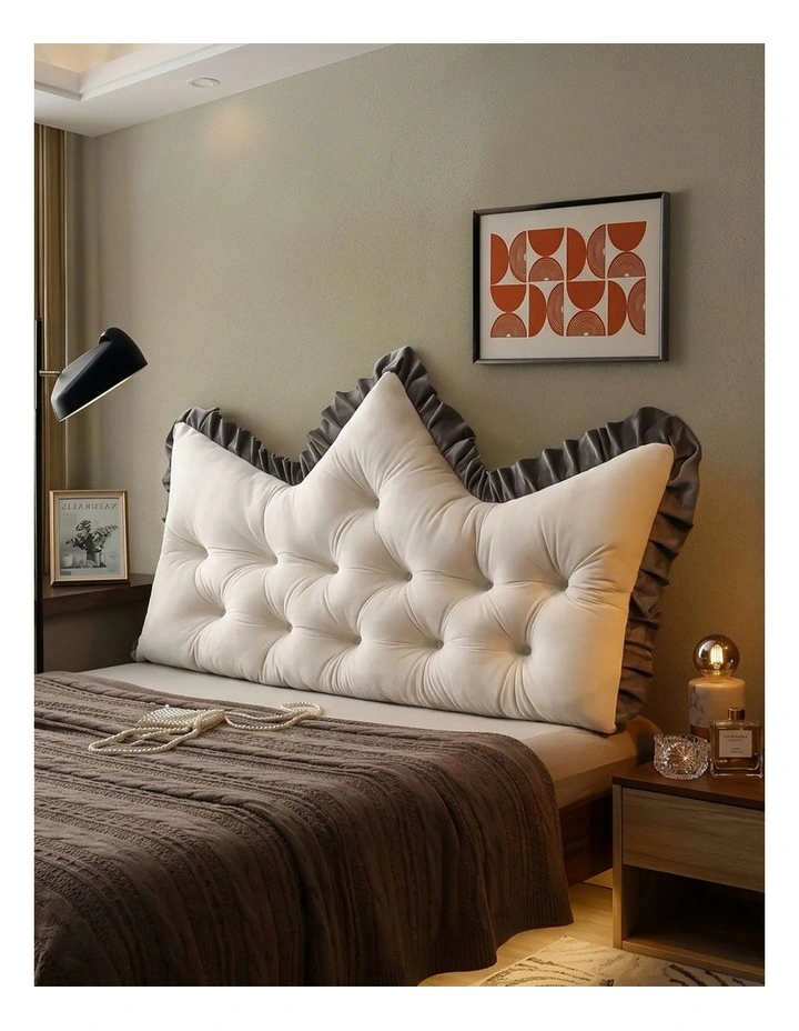 SOGA 2x 150cm Crown Pillow Tufted Cream Headboard Cushion for Bed image 7