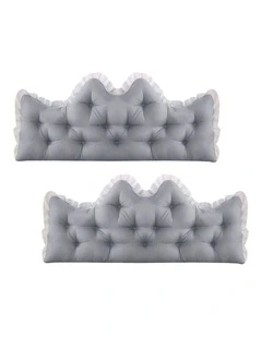 SOGA 2x120cm Crown Pillows Tufted Light Grey Headboard Cushion Set