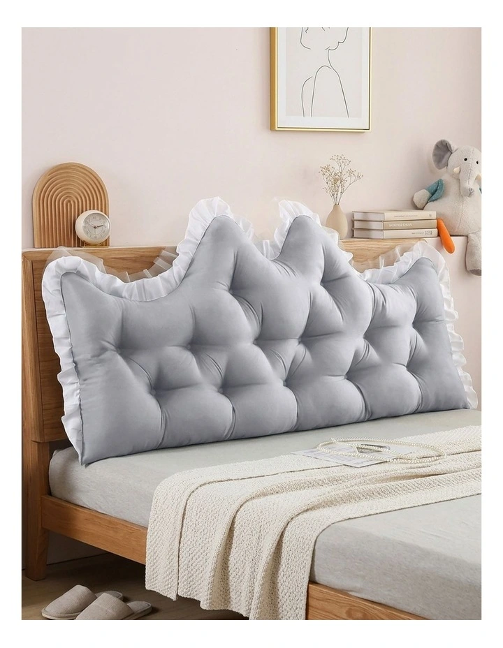 SOGA 2x120cm Crown Pillows Tufted Light Grey Headboard Cushion Set image 3