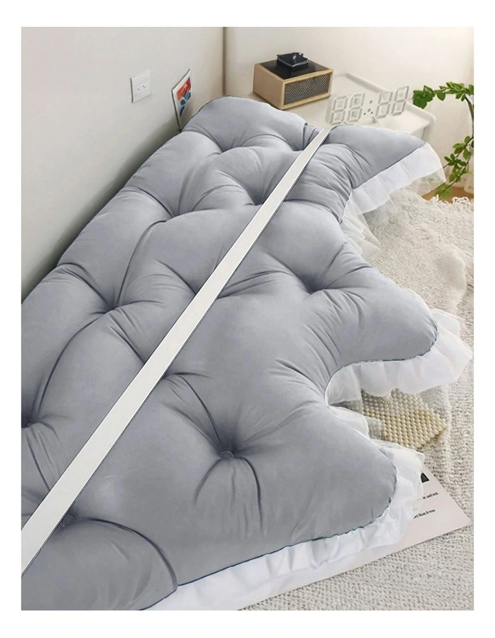 SOGA 2x120cm Crown Pillows Tufted Light Grey Headboard Cushion Set image 6