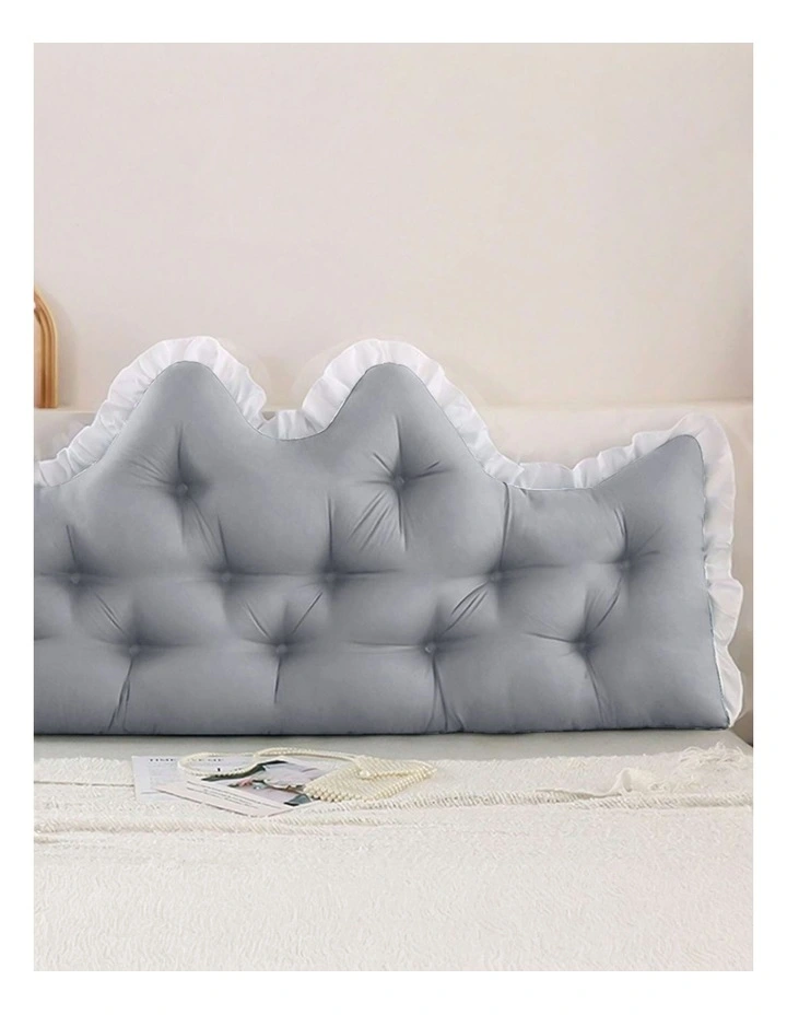 SOGA 2x120cm Crown Pillows Tufted Light Grey Headboard Cushion Set image 7