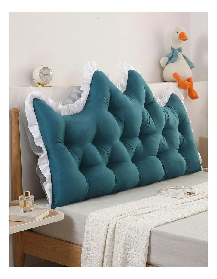 SOGA 2x120cm Crown Pillows Tufted Teal Headboard Cushion Set image 2
