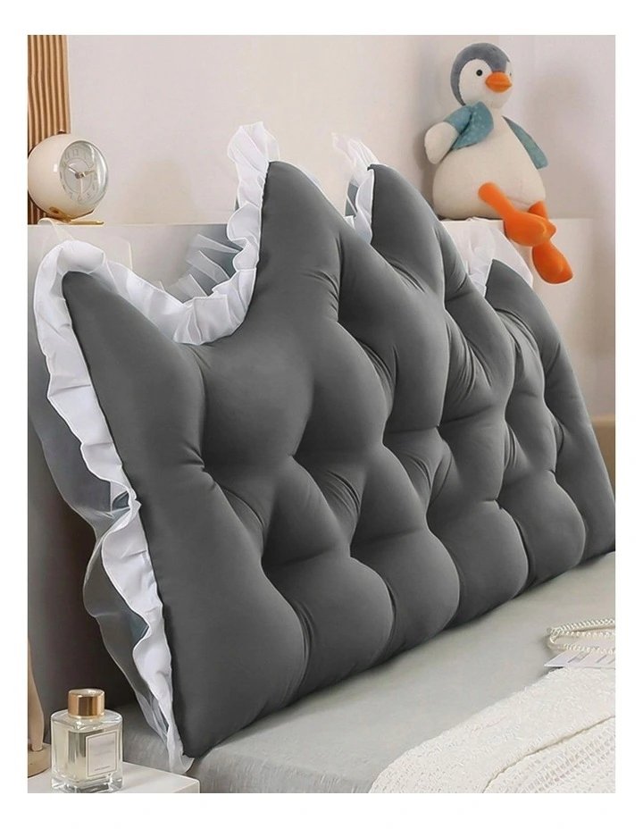 SOGA 2X 150cm Crown Pillows Tufted Charcoal Headboard Cushion Set image 2