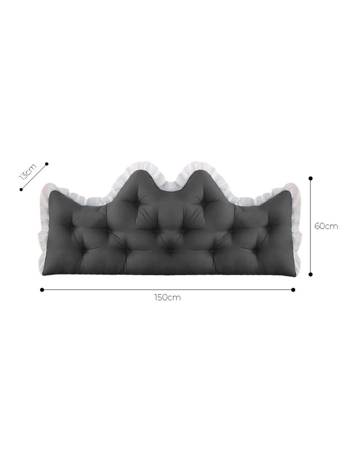 SOGA 2X 150cm Crown Pillows Tufted Charcoal Headboard Cushion Set image 4