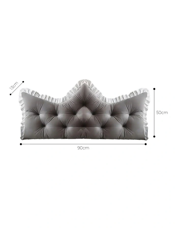 SOGA 2X 90cm Crown Pillows Tufted Grey Headboard Cushion Set image 5