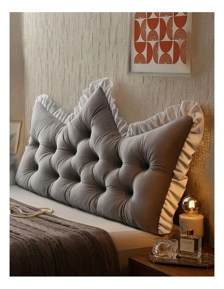 SOGA 2X 90cm Crown Pillows Tufted Grey Headboard Cushion Set image 6