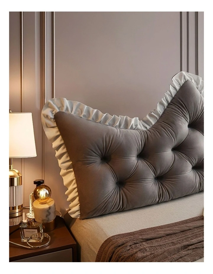SOGA 2X 90cm Crown Pillows Tufted Grey Headboard Cushion Set image 7