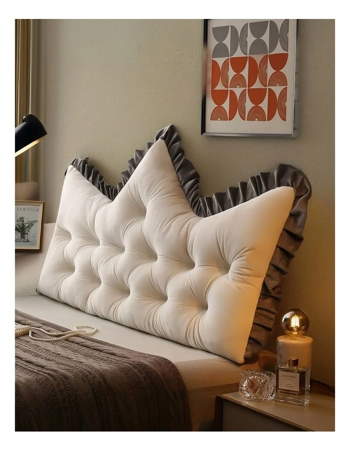 SOGA 2X 90cm Crown Pillow Tufted Cream Headboard Cushion for Bed image 6
