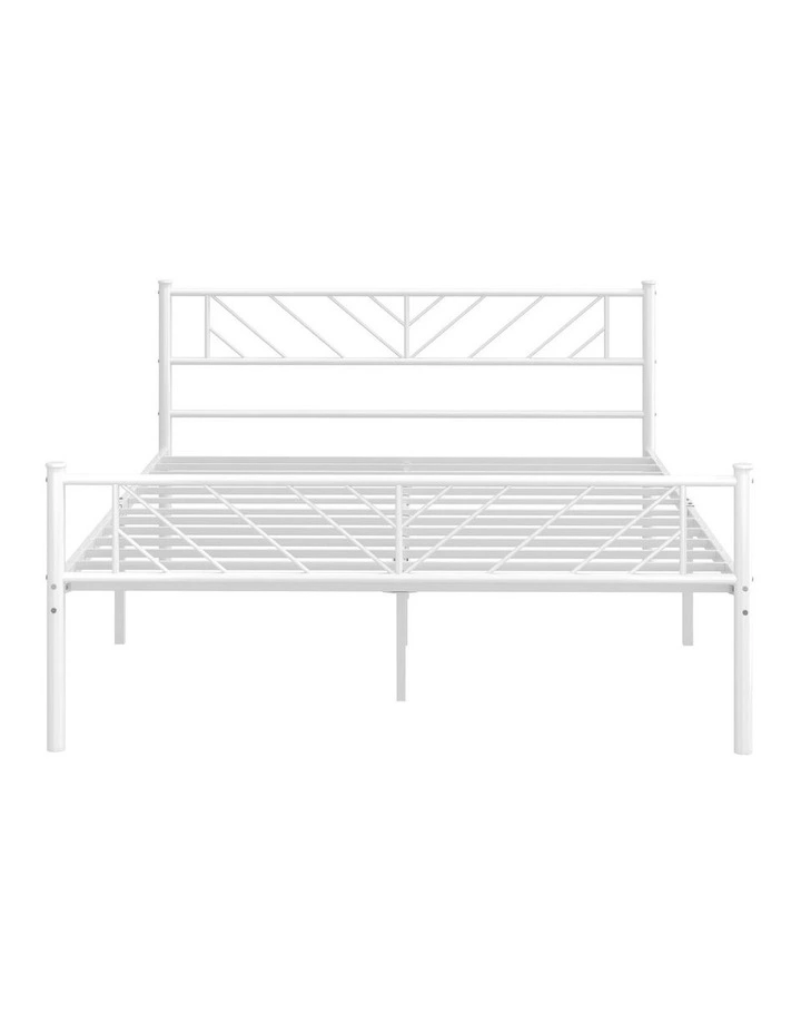 Oikiture Metal Bed Frame Queen Size Metal Base Mattress Platform White image 2
