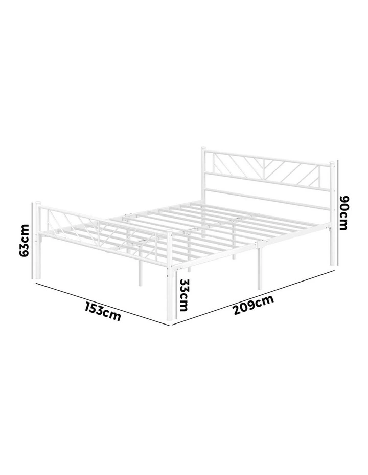 Oikiture Metal Bed Frame Queen Size Metal Base Mattress Platform White image 3