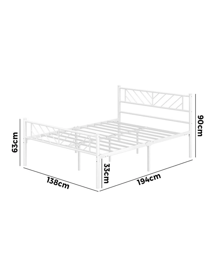 Oikiture Metal Bed Frame Double Size Metal Base Mattress Platform White image 3