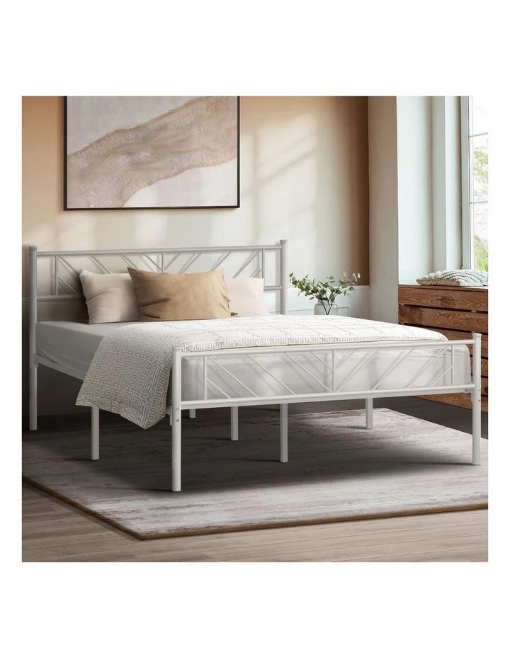 Oikiture Metal Bed Frame Double Size Metal Base Mattress Platform White image 4