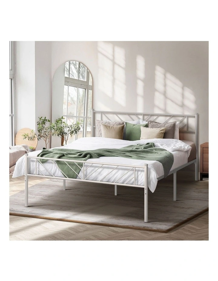Oikiture Metal Bed Frame Double Size Metal Base Mattress Platform White image 7