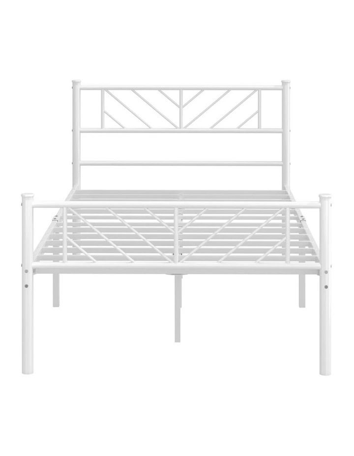 Oikiture Metal Bed Frame King Single Size Metal Base Mattress Platform White image 2