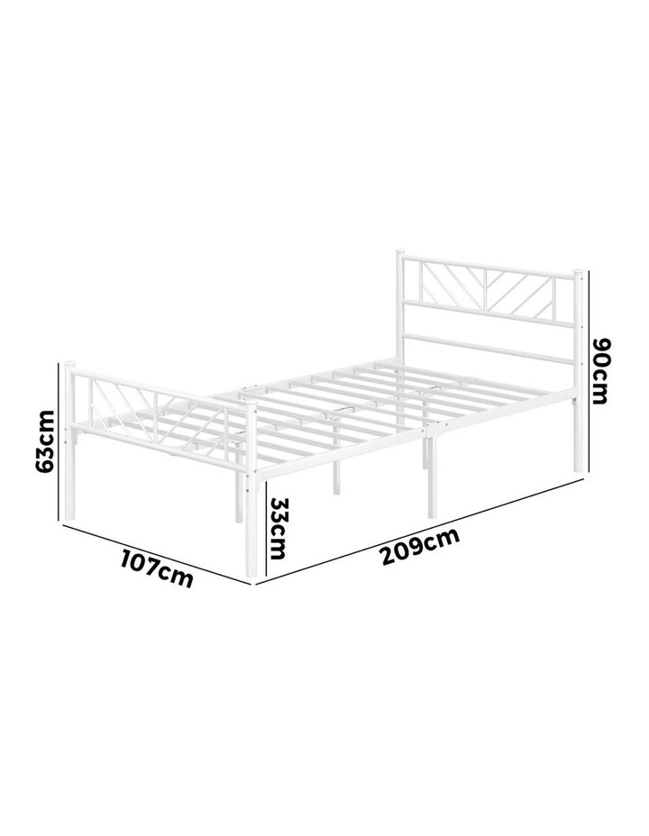 Oikiture Metal Bed Frame King Single Size Metal Base Mattress Platform White image 3