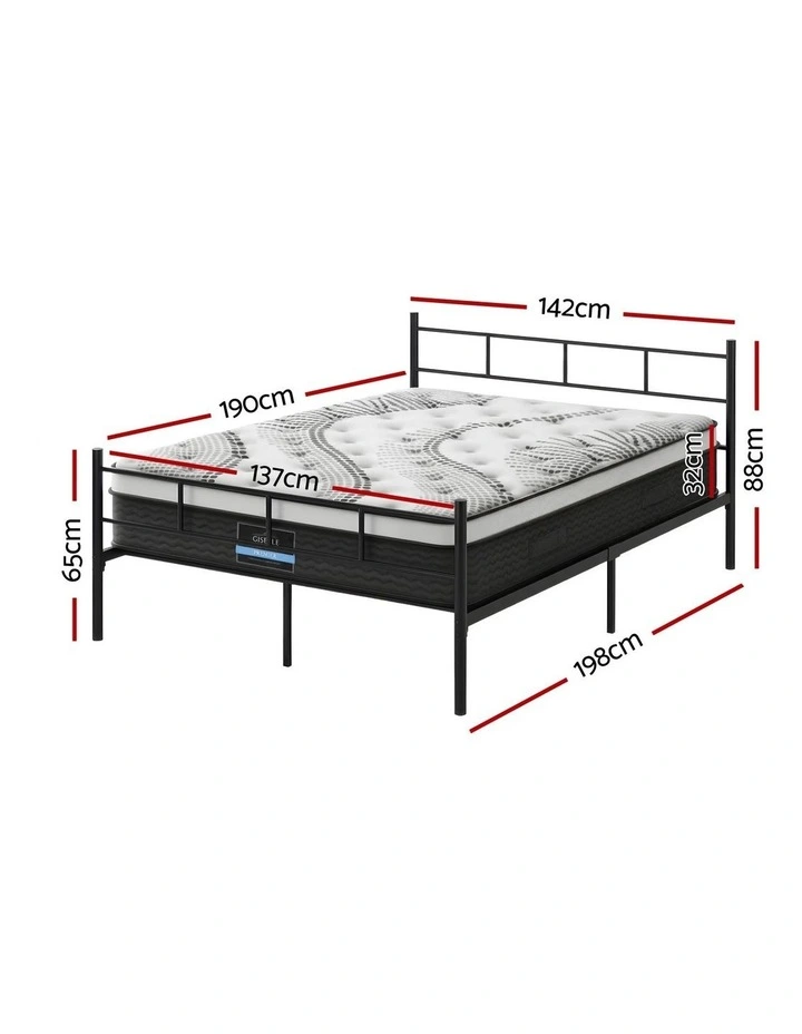 Artiss Bed Frame Double Metal Bed Frames SOL with Mattress image 3
