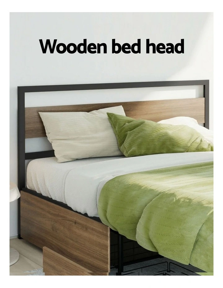 Artiss Bed Frame Double Size Metal Frame with 2 Drawers DREW image 5