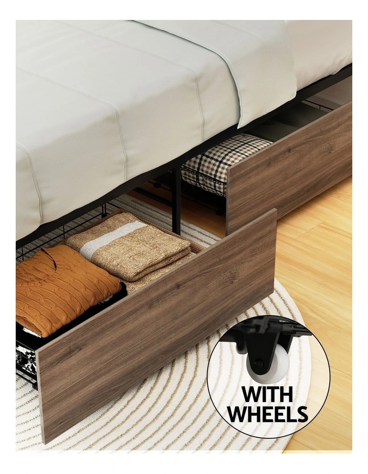 Artiss Bed Frame Double Size Metal Frame with 2 Drawers DREW image 7