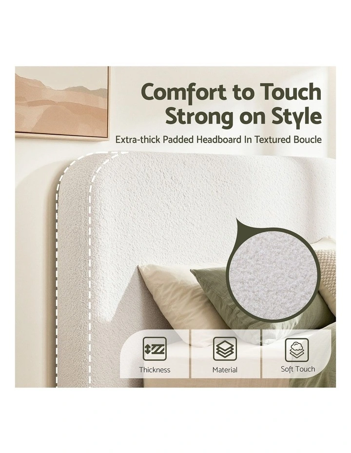 Artiss Double Boucle Fabric Headboard 155cm Wide Removable Washable Cover image 6
