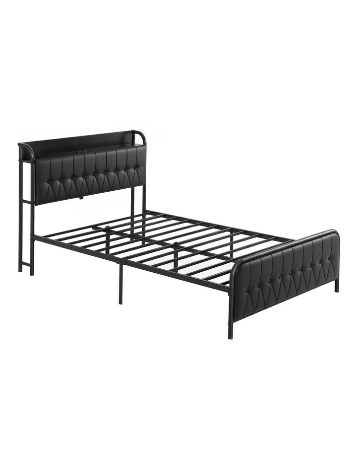 Artiss Double Bed Frame with Storage Headboard SAA Certified Charging Station image 1