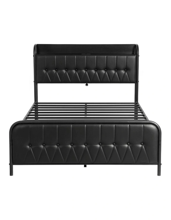 Artiss Double Bed Frame with Storage Headboard SAA Certified Charging Station image 2