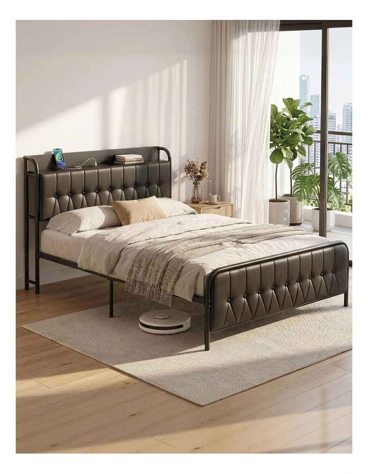 Artiss Double Bed Frame with Storage Headboard SAA Certified Charging Station image 4