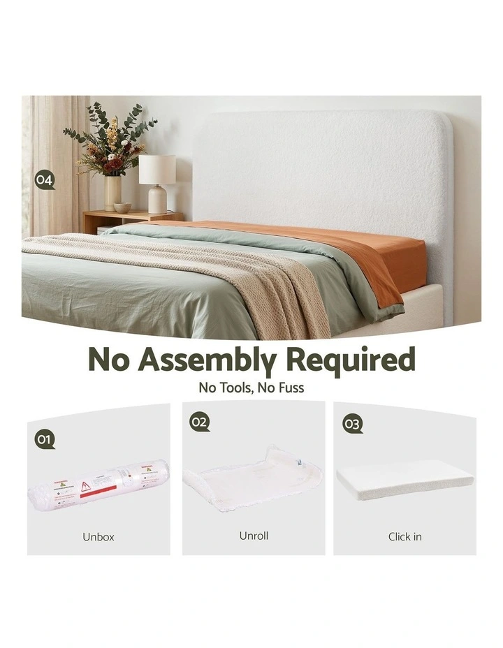 Artiss Queen Boucle Fabric Headboard 172cm Wide Removable Washable Cover image 5