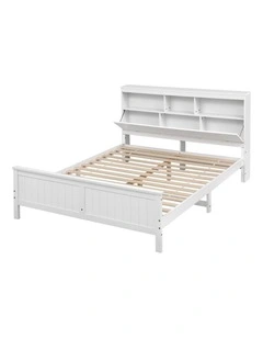 Artiss Queen Bed Frame with Storage Headboard and Footboard Wooden Bed Base White
