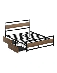 Artiss Bed Frame Queen Size Metal Frame with 2 Drawers DREW