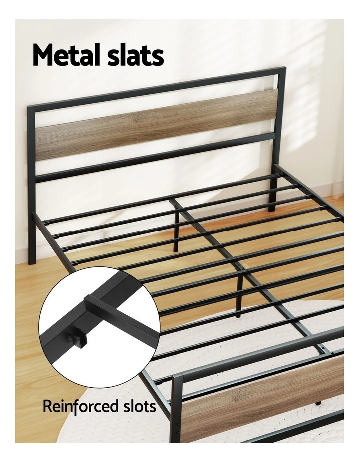 Artiss Bed Frame Queen Size Metal Frame with 2 Drawers DREW image 6