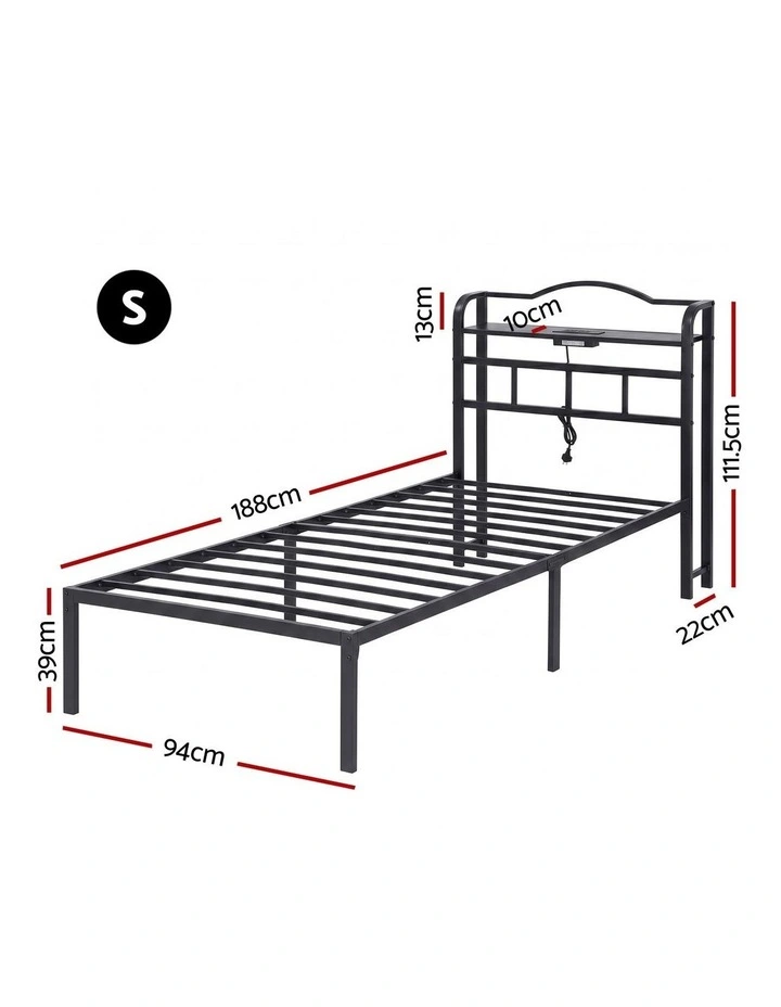Artiss Bed Frame Single Size with Charging Station WAVE image 3