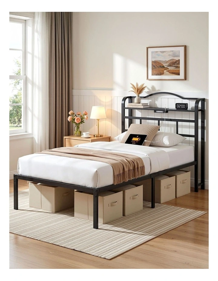 Artiss Bed Frame Single Size with Charging Station WAVE image 4